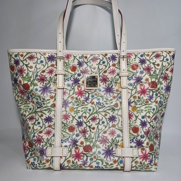 Dooney & Bourke Handbags - Dooney Bourke Botanical Floral Flowers Large East West Shopper Tote Bag Purse